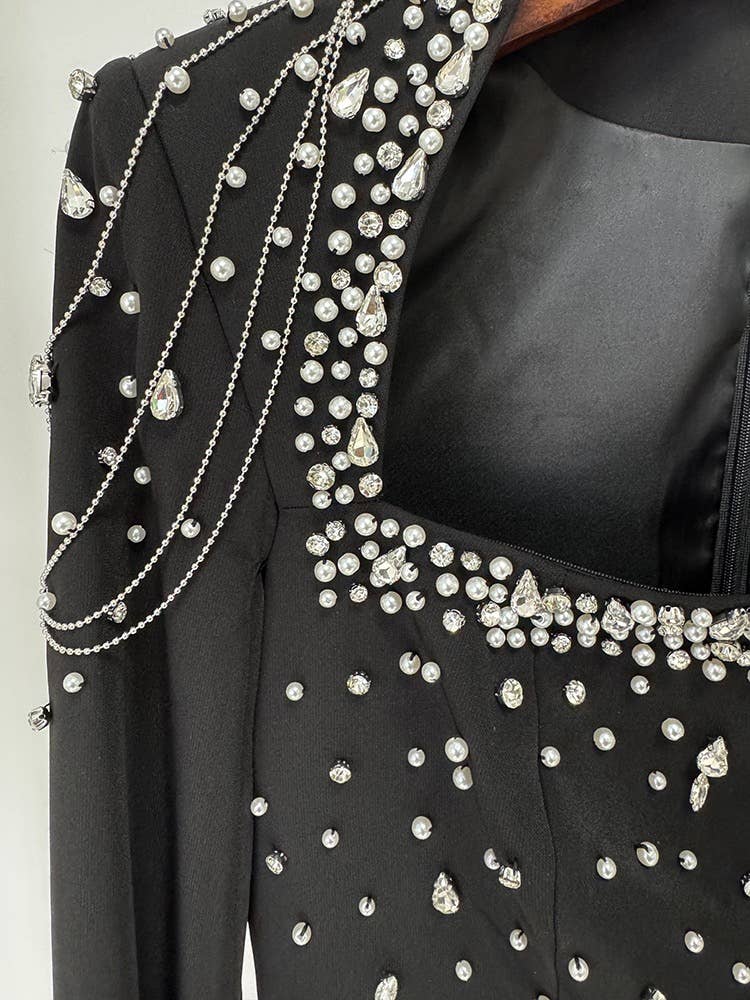 Productseeker – Großhandel Abendkleid – Damen – DR388Y Handbesticktes Kettenschal-Ärmel bodenlanges Kleid7