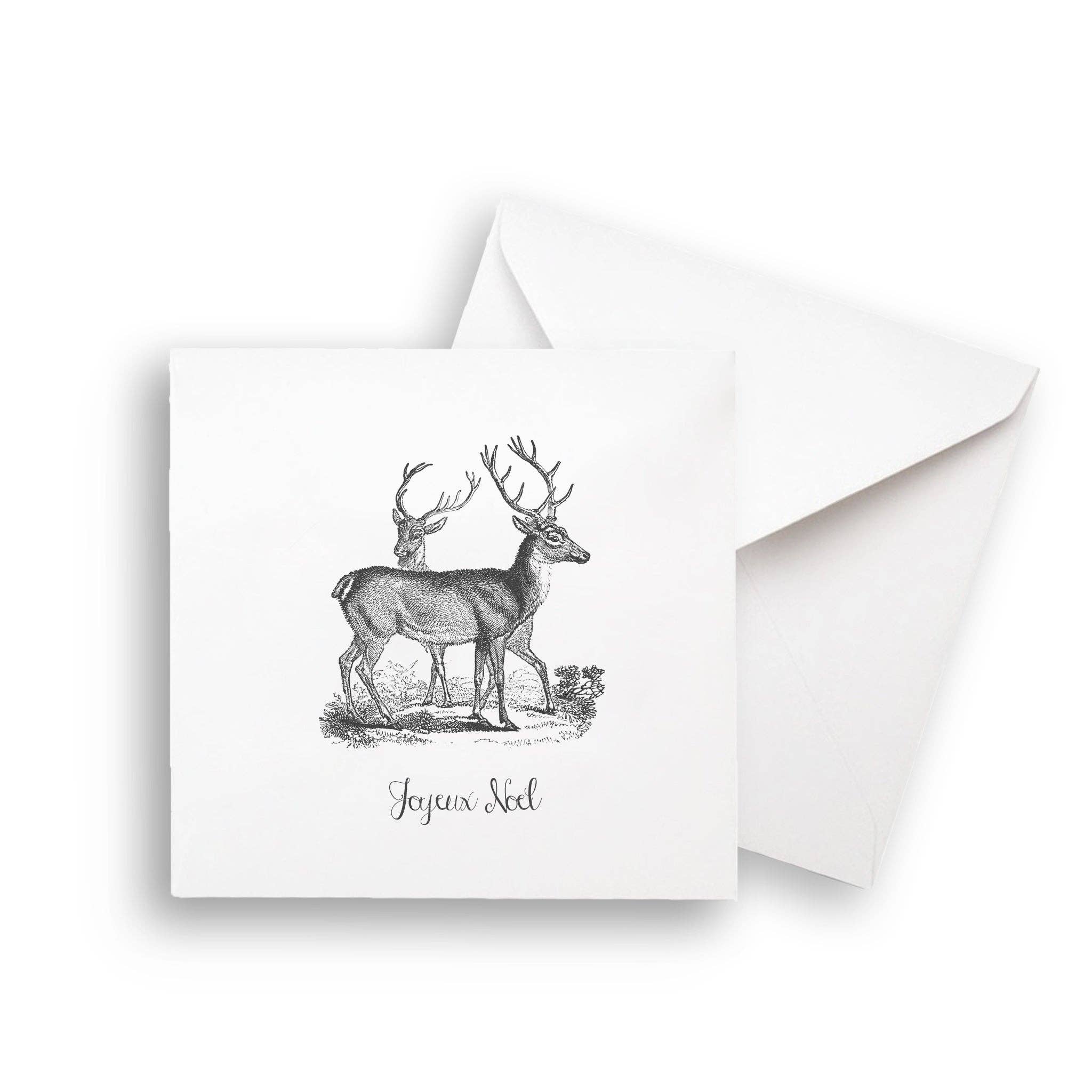 French Graffiti - Wholesale Theedoek - Grijs vintage hert met Joyeux Noel5