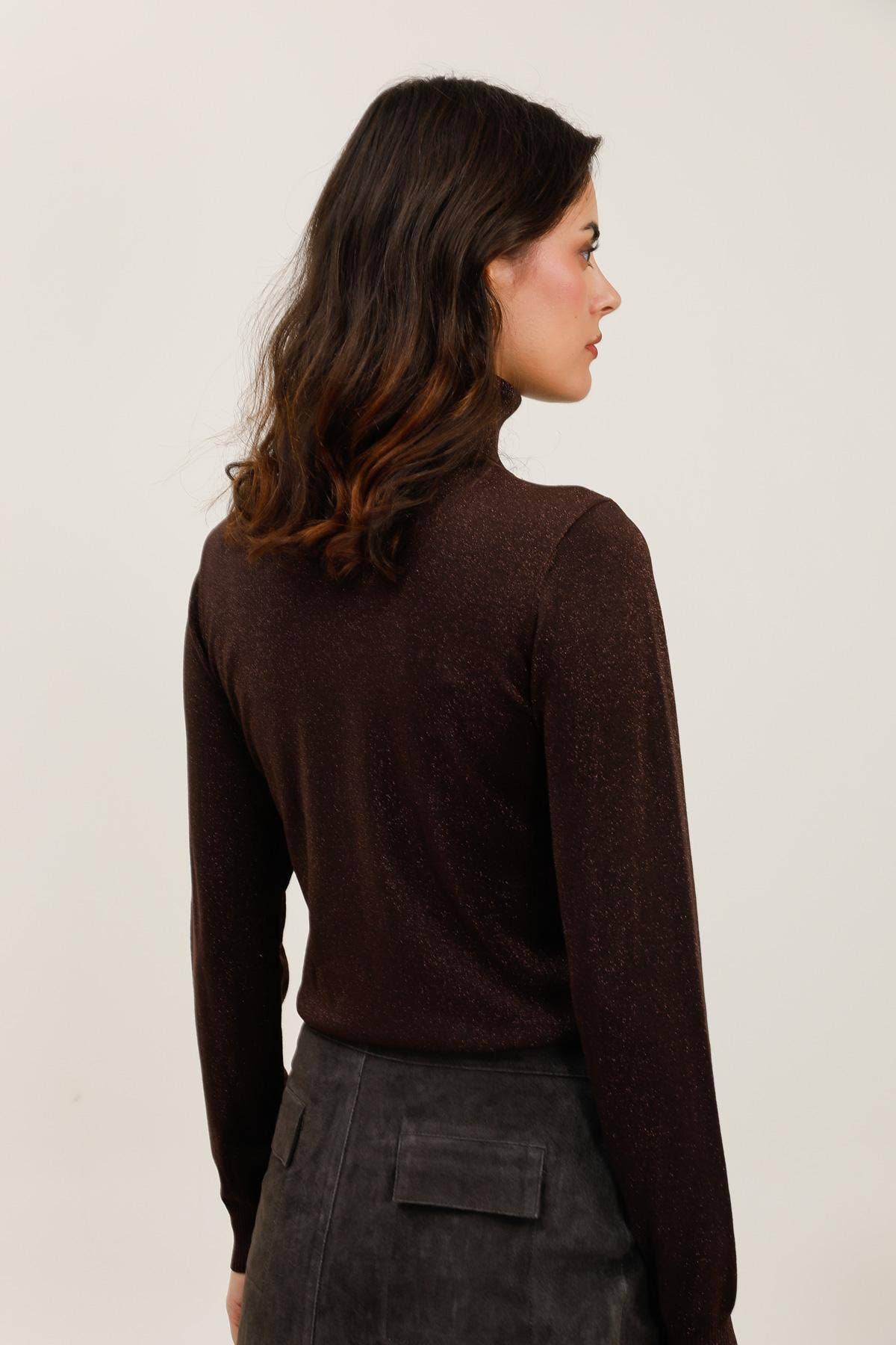 CHOKLATE PARIS – Pulôver - Mulher por atacado – Suéter gola alta em malha de Tencel e lurex - 880919