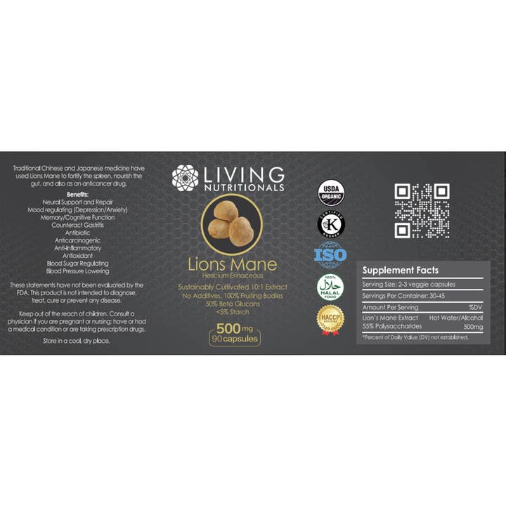 Living Nutritionals - Vente Supplément oral/vitamine - Extrait Lions Mane 10:11