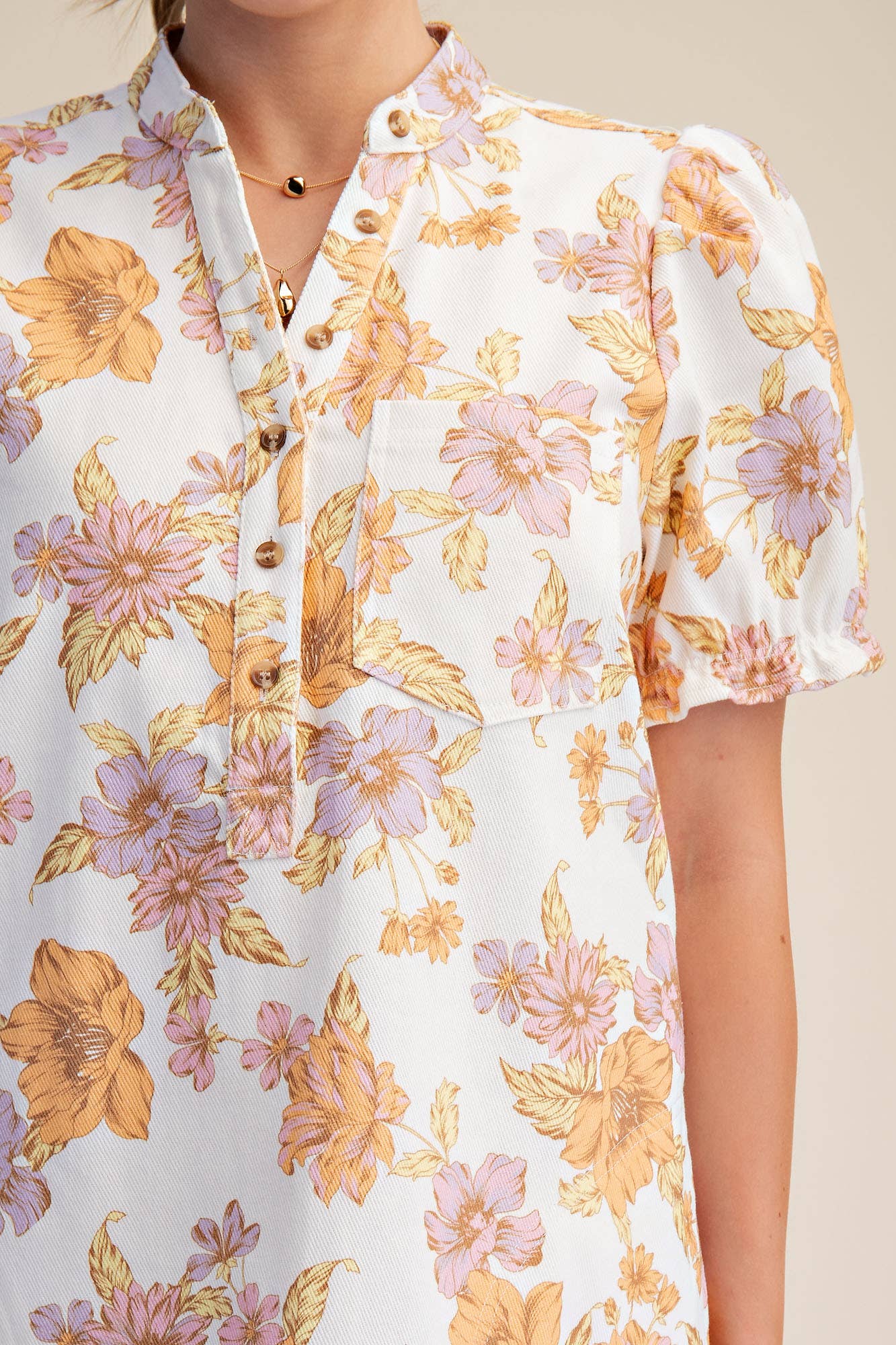 Glam - Wholesale Dress - Women's - Puff-Sleeve Floral Mini Dress12