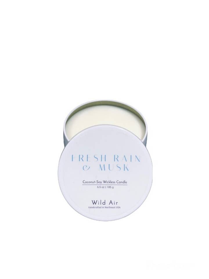 Bougie sans mèche Fresh Rain + Musk 6,5 oz pour la vente par Wild Air