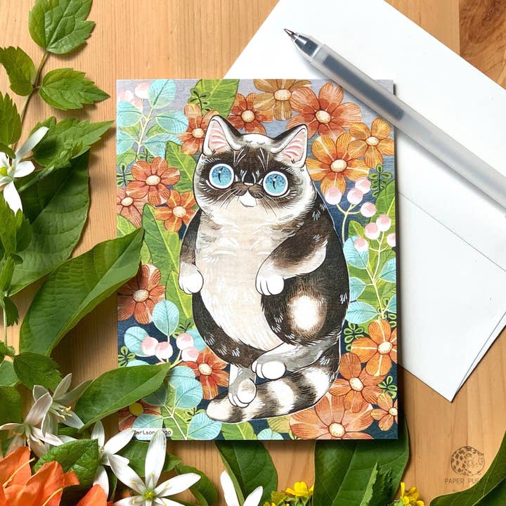 Paper Puffin - Wholesale Everyday Greeting Card - Floating in Flowers #3 Greeting Card