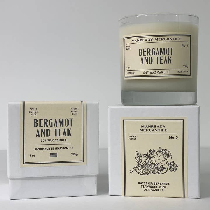 THE NOBLE SERIES SOY CANDLE | BERGAMOT AND TEAK for wholesale by Manready Mercantile
