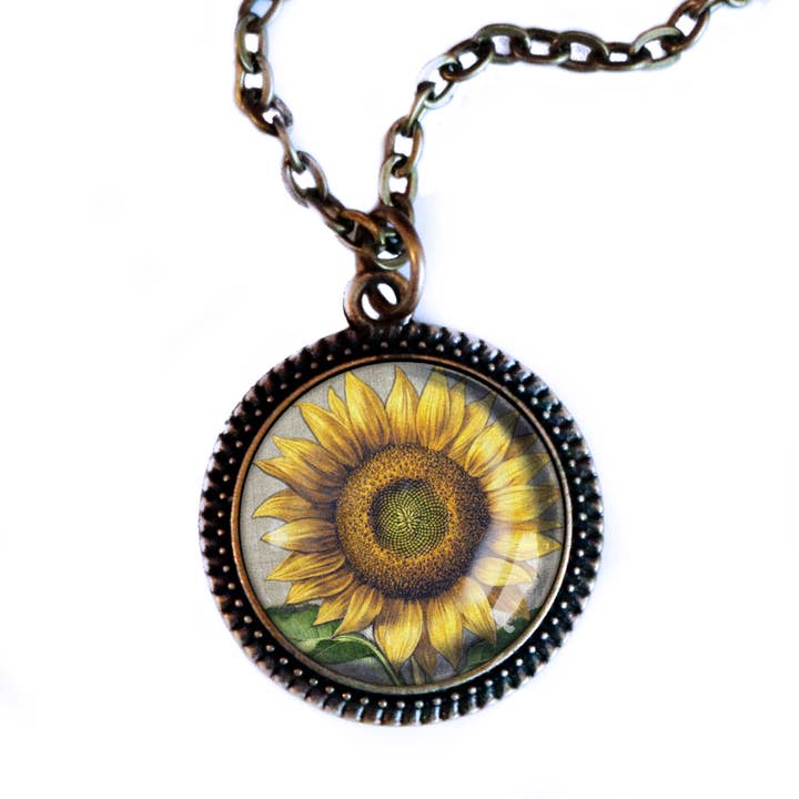 Sommarsolros Glas Cabochon Hängsmycke Halsband för wholesale av The Divine Iguana