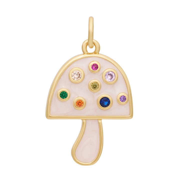 Breloque en forme de champignon en émail, doré pour la vente par The Ends