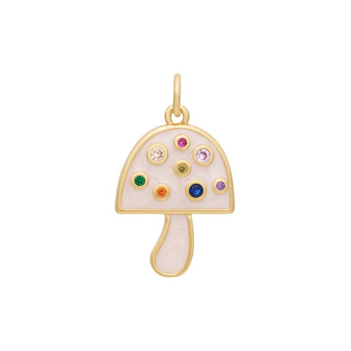 Enamel Mushroom Charm - Gold for wholesale by The Ends