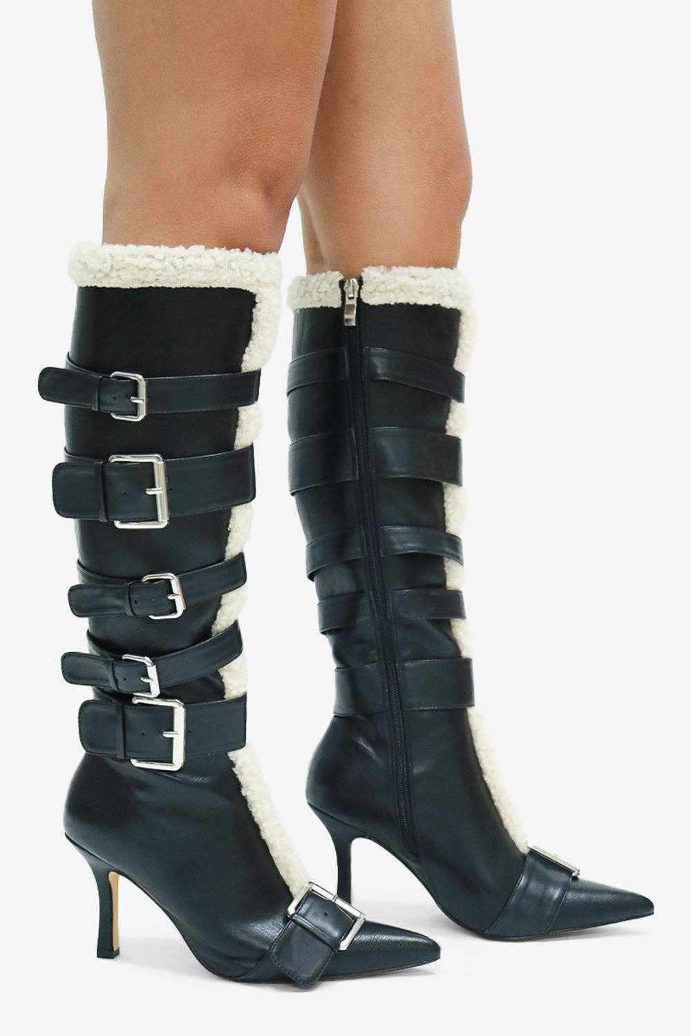 Lemonade Shoes - Wholesale Laarzen - Dames - INGRID- Kniehoge Laars, Zijgesp Buckledetail, Puntige Neus3