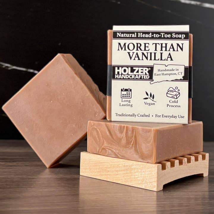 Holzer Handcrafted ® - Wholesale Bar Soap - Handmade Soap Bar | More Than Vanilla - Vanilla + Santal + Shea Butter Scented | Handcrafted Bar Soap | Natural Cold Process | Vegan | 4.5 oz2