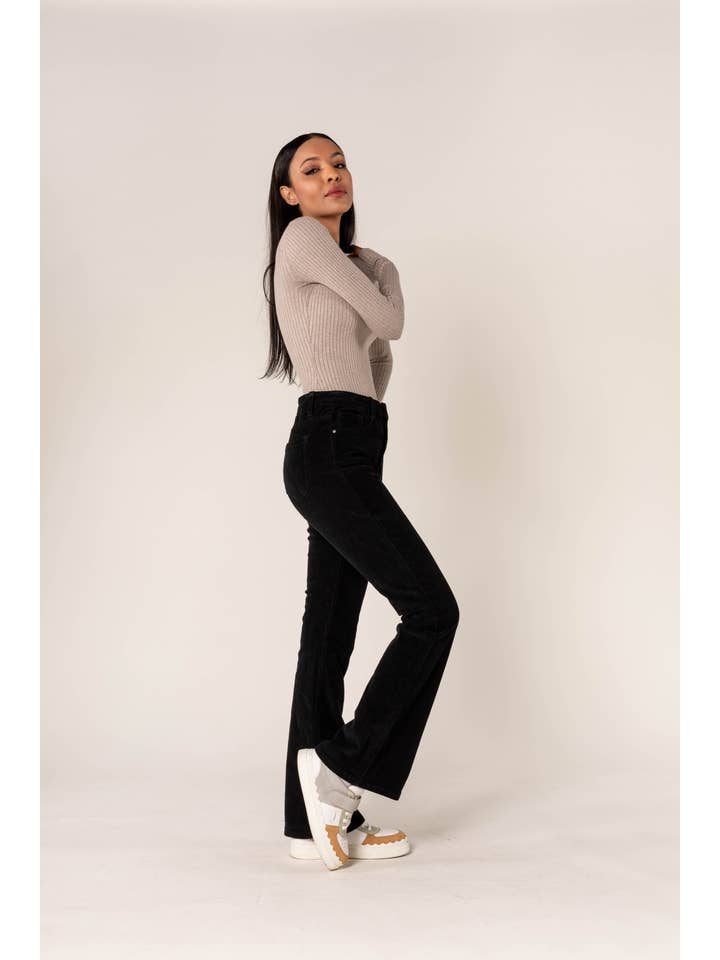 Nina Carter - Wholesale Pants - Women's - Bootcut High Waist Corduroy Back to School J2212