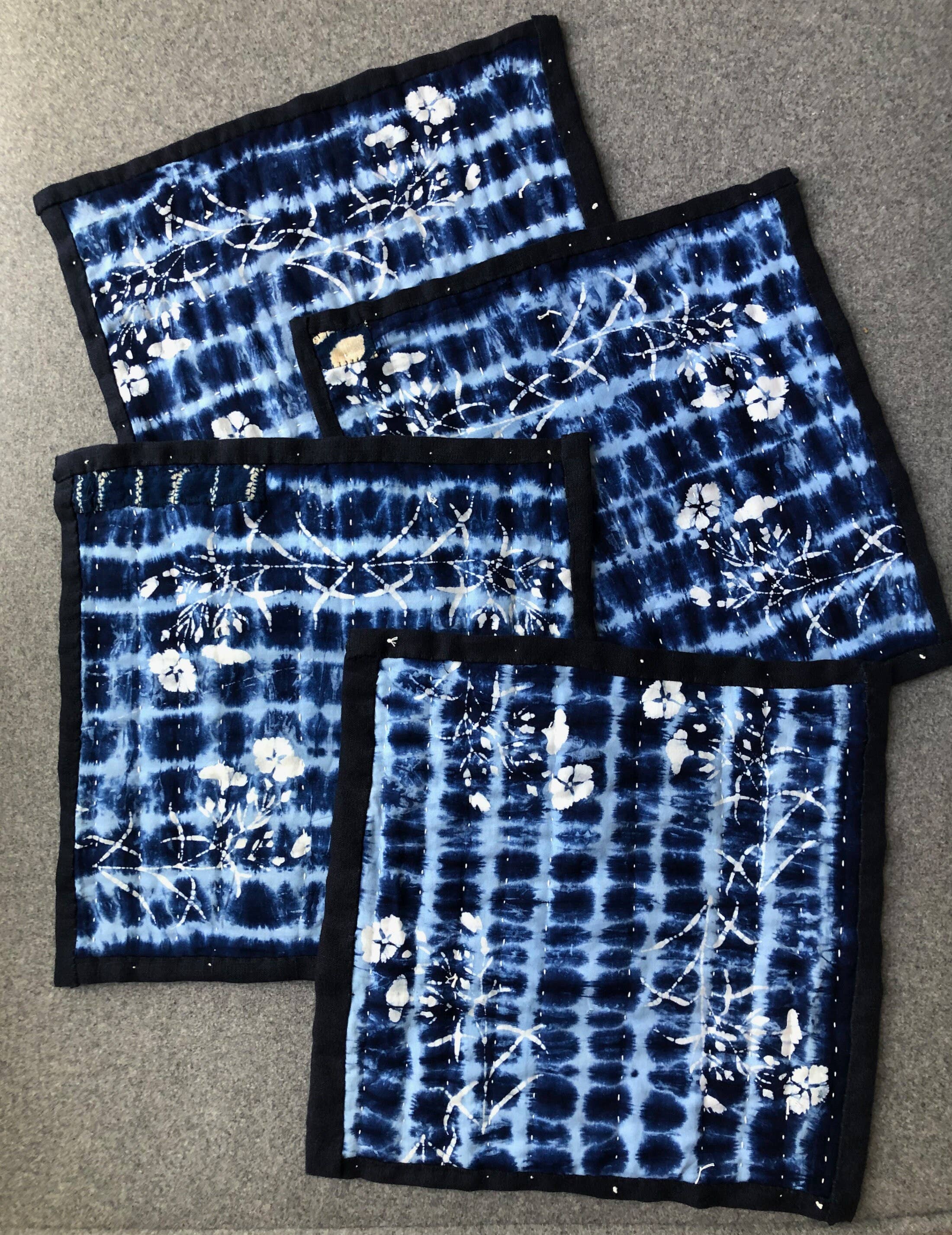 JoanR - Wholesale Placemat - Dianthus Shibori set van 4 Zokin Matten #48: Japanse Zokin Mat9
