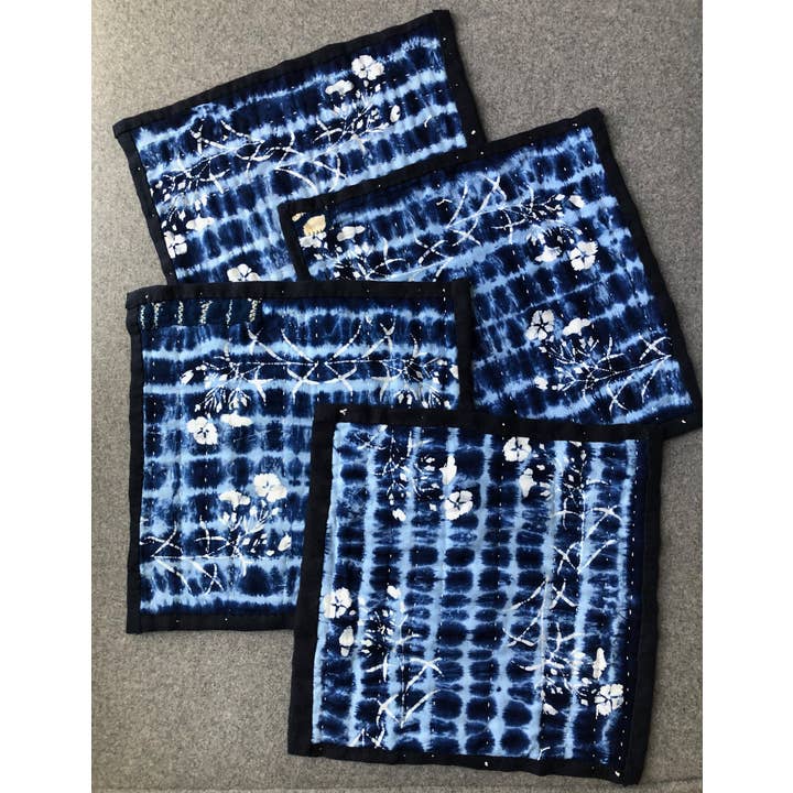 JoanR - Wholesale Placemat - Dianthus Shibori set van 4 Zokin Matten #48: Japanse Zokin Mat9