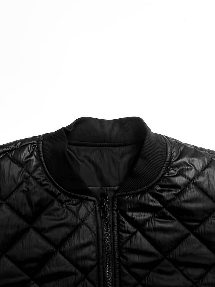 black Sequined padded quilted jacket for wholesale on Faire