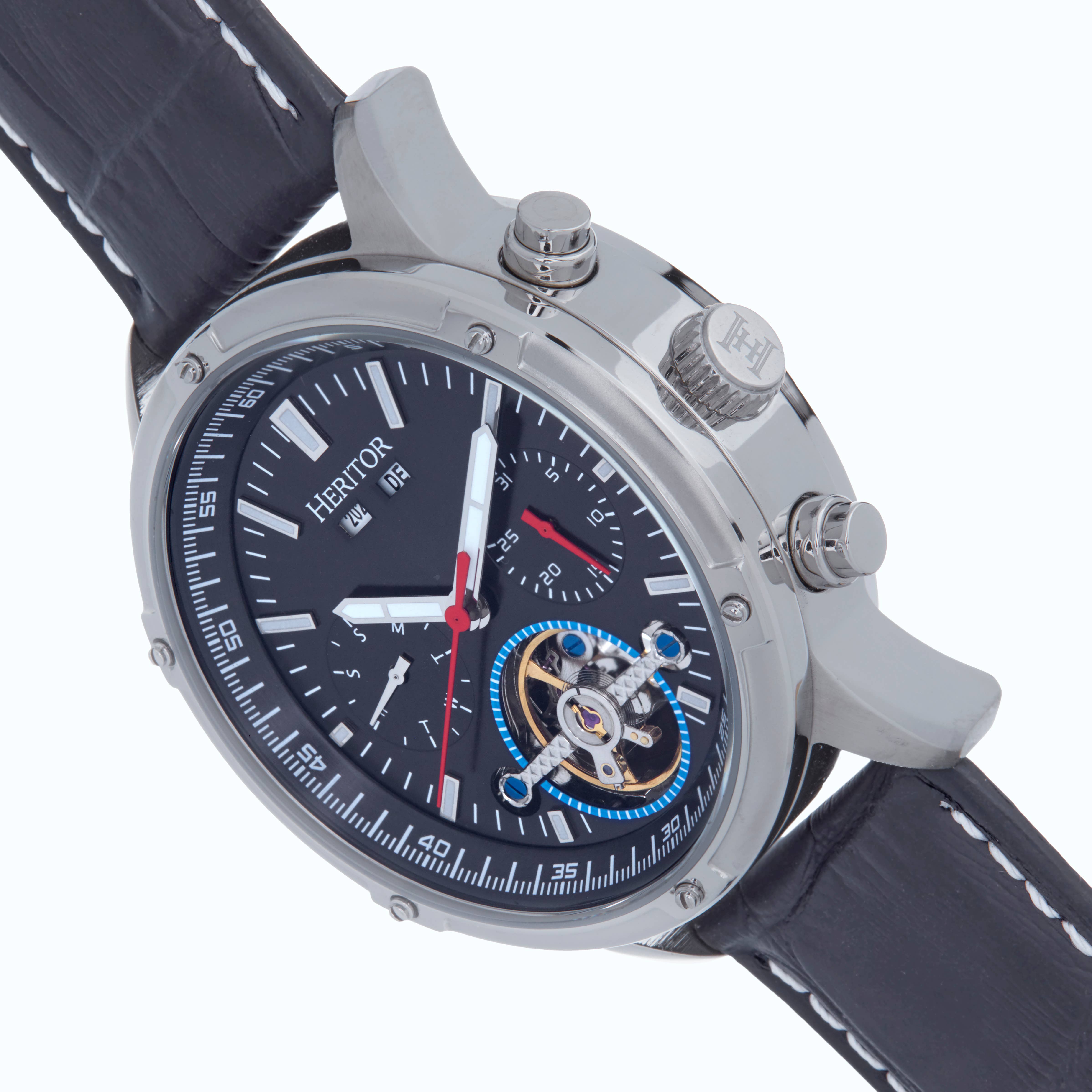 Heritor Automatic – Relógio de pulso - Homem por atacado – Relógio Heritor Automatic Wilhelm Semi-esqueleto com pulseira de couro5