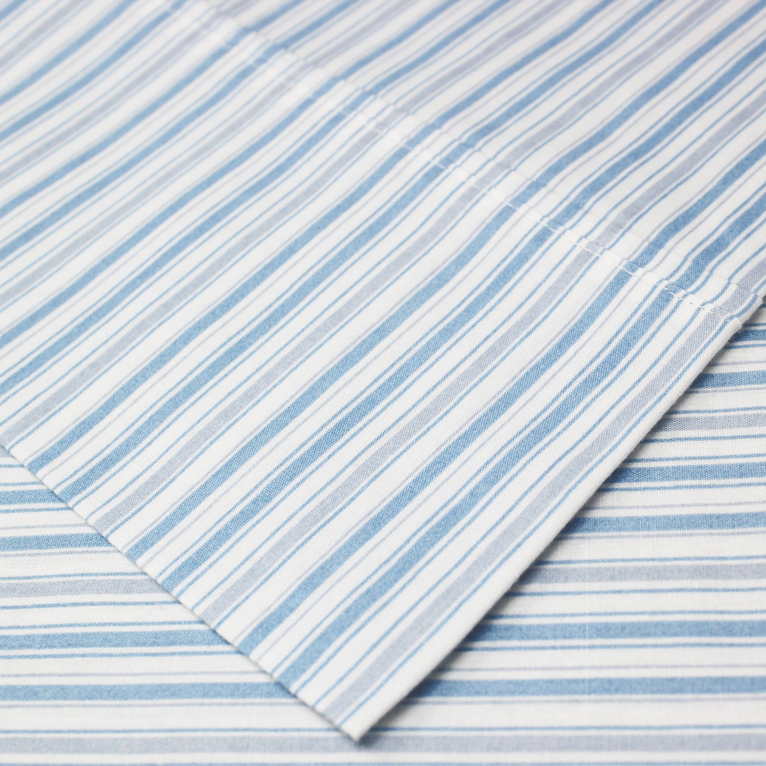 Mélange Home - Vente Parures de lit - Ensemble de draps en percale de coton imprimé à rayures30