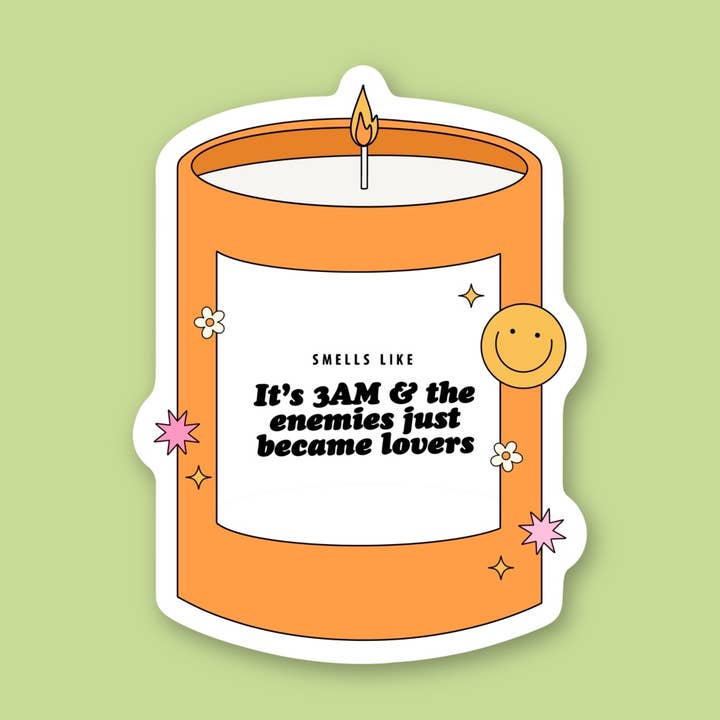 Its 3am & Enemies Just Became Lovers, Bookish Candle Sticker for wholesale by Sage and Virgo