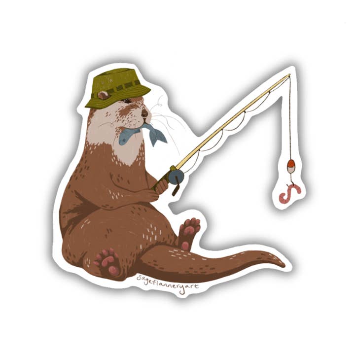 Gone Fishing Sticker for wholesale by Sage Flannery Art