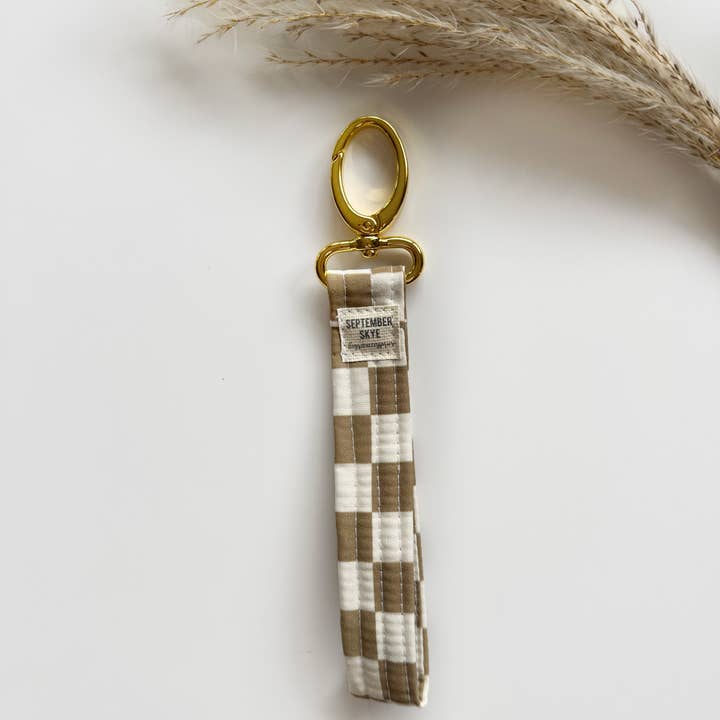 Key Fob / key chain / brown checker for wholesale by September Skye Bags & Accessories