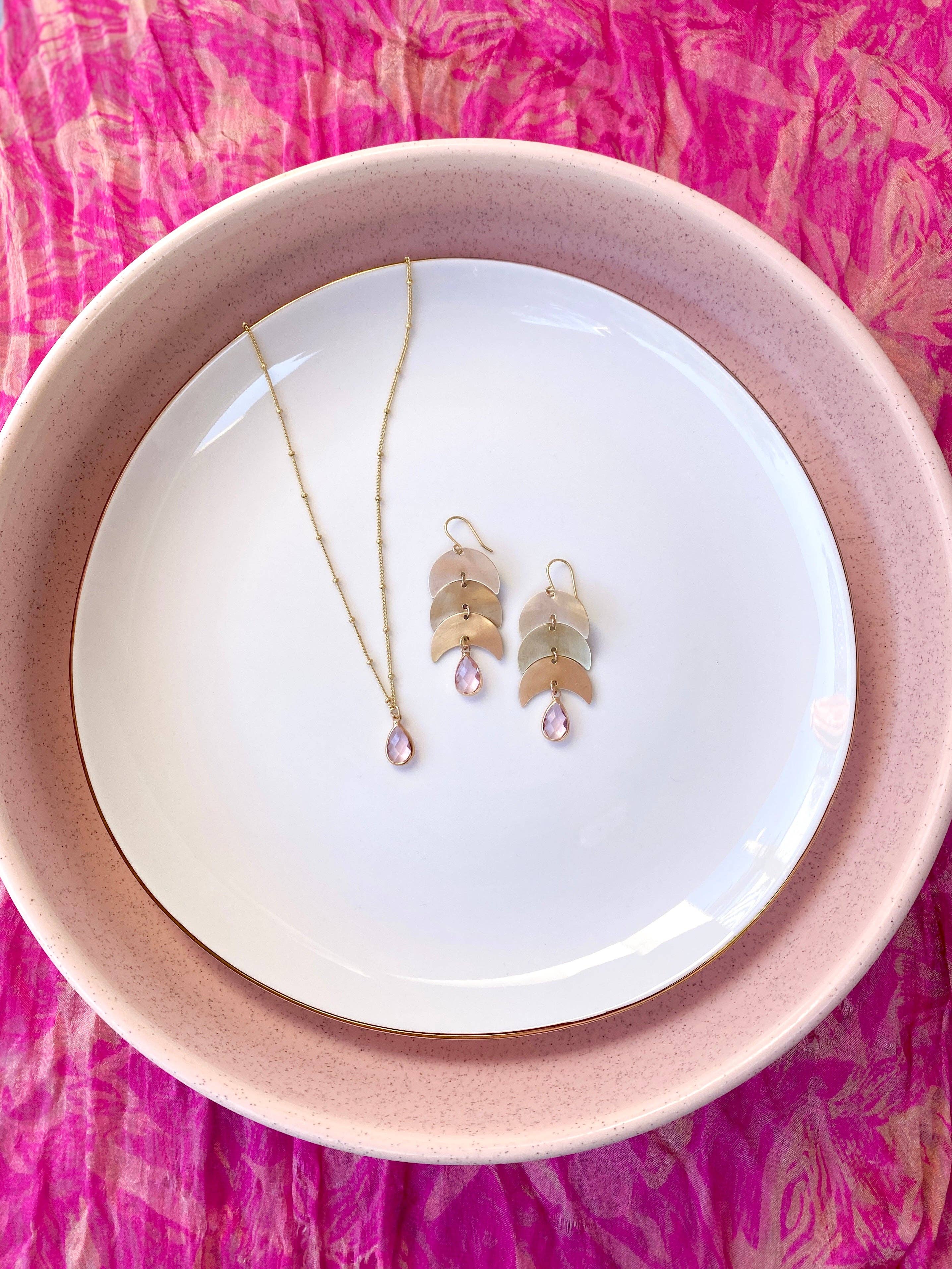 Moxie Collective (formerly Atonement Design) - Wholesale Dangle Earrings - Dusty Rose Pink Moon Earrings6