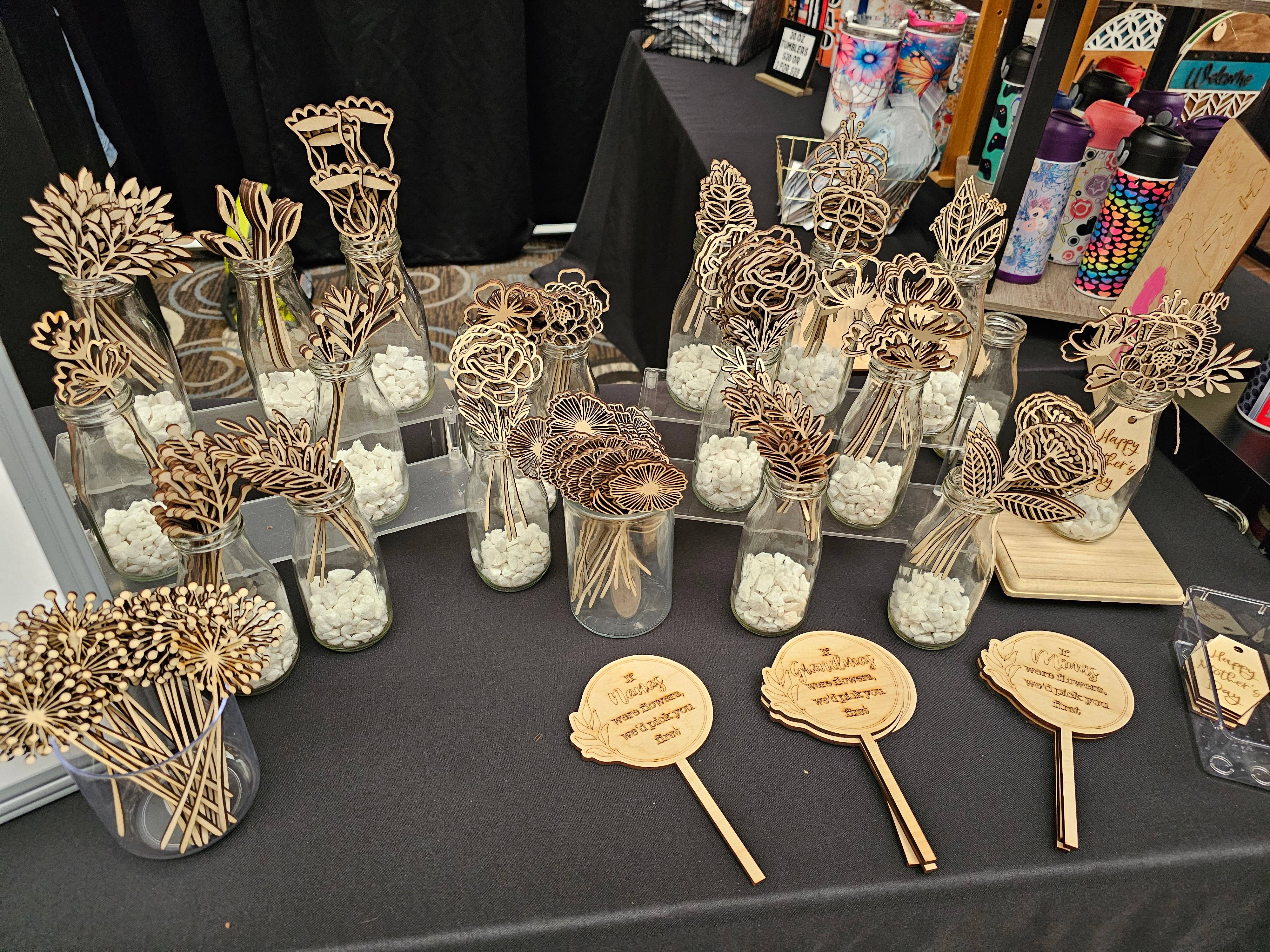 LB Personalized Design - Vente Kit de bricolage - Tiges de Fleurs en Bois - Paquet de 12 Pièces de Fleurs Sauvages Mixtes5