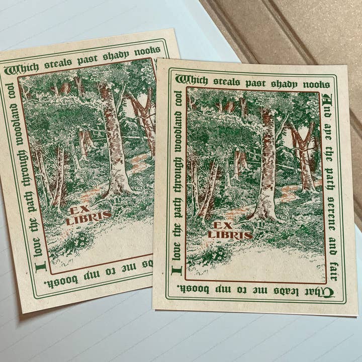Woodland Path, Ex-Libris bogplader af gummieret papir for engroshandel hos Ebon et Noir LLC