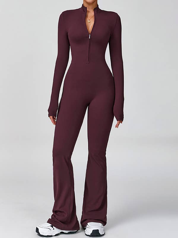 half zipper flared leg pants yoga jumpsuits and other Purchase Wholesale bell bottom jumpsuit. Free Returns & Net 60 Terms on Faire trending on Faire.