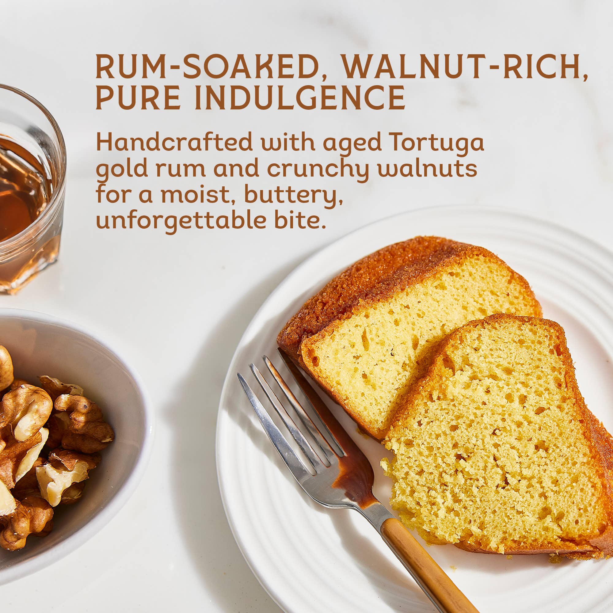Tortuga Spirit Cake Company - Wholesale Cake - Gouden origineel met walnoten rum cake - 4oz1
