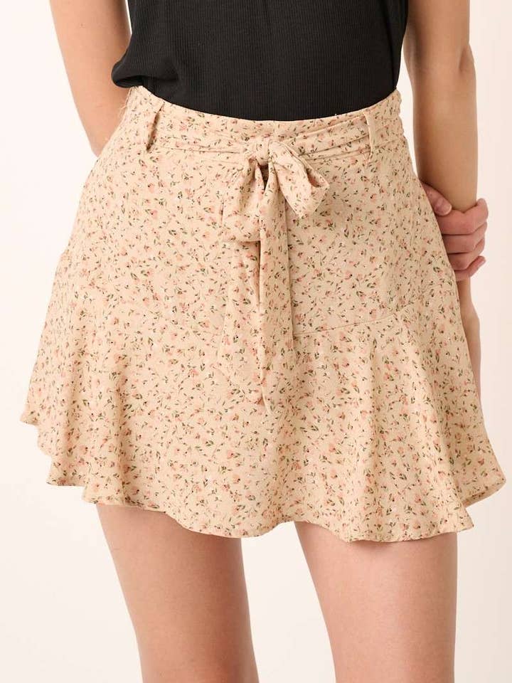 H70530 - JUPE-SHORT À IMPRIMÉ FLEURI À NOUER SUR LE DEVANT pour la vente par mittoshop