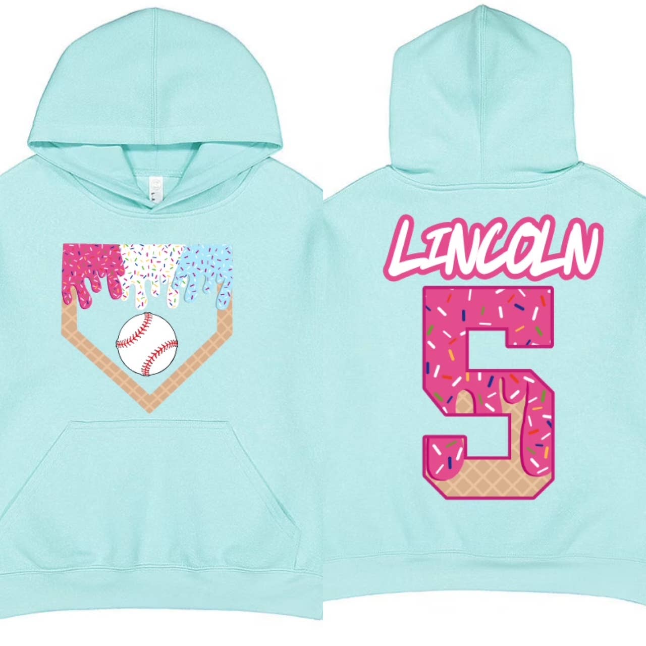 Simply Blush Wholesale - Wholesale Hoodie - Kids - Baseball Ice Cream Drip Boys Hoodie Pink Blue Drippy0