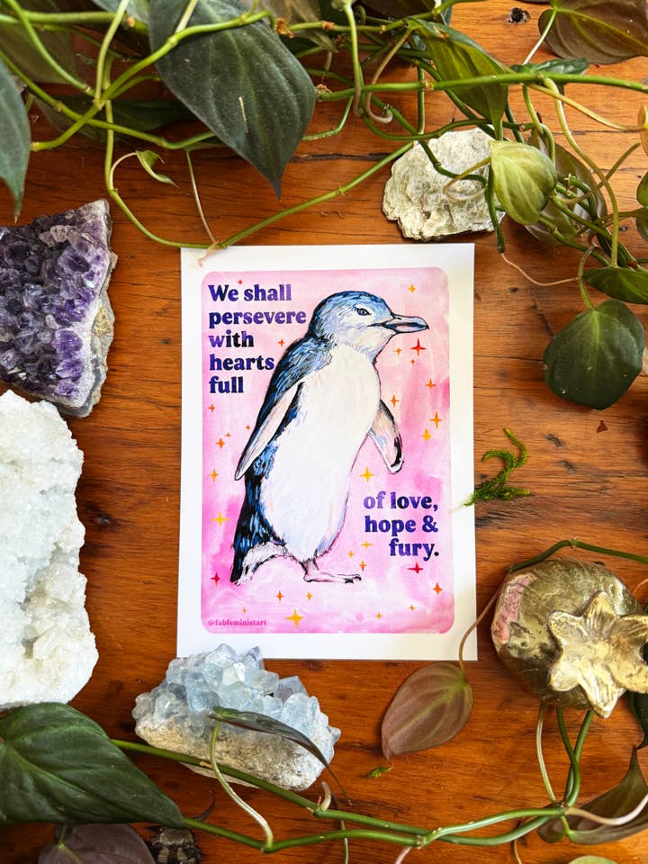 We shall persevere with love, hope & fury: feminist print for wholesale by Fabulously Feminist