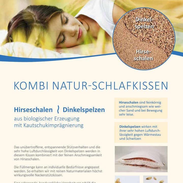 Speltex KG - Wholesale Bedding pillow - Millet husk and spelt combo pillow with two filling chambers2