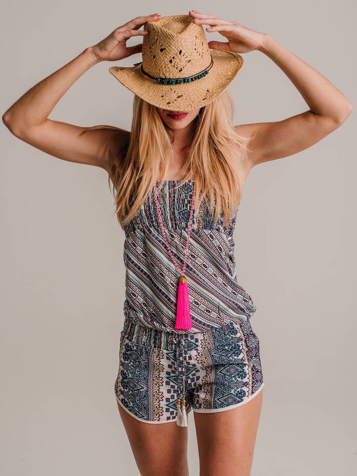 Short Jump Suit, Tube Top Jumpsuit, Boob Tube Sleeveless Jumpsuit, Cyprus Summer Jumping Suit for wholesale by Miss Kitsch