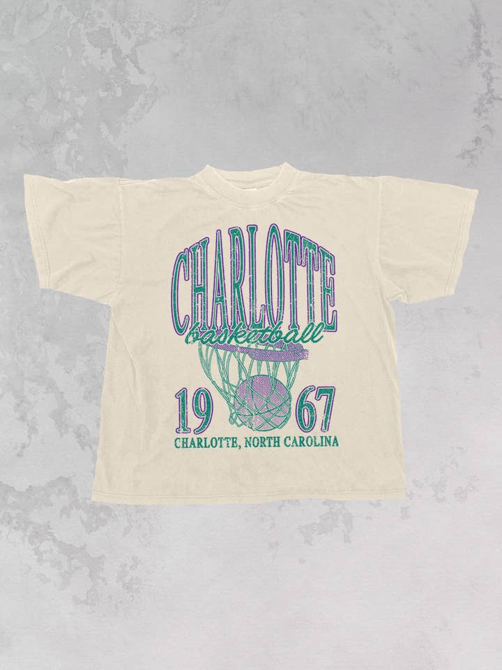 The Clandestine Underground - Wholesale Screen Printed T-Shirt - Unisex - 90's Vintage Charlotte Basketball Oversized TShirt0