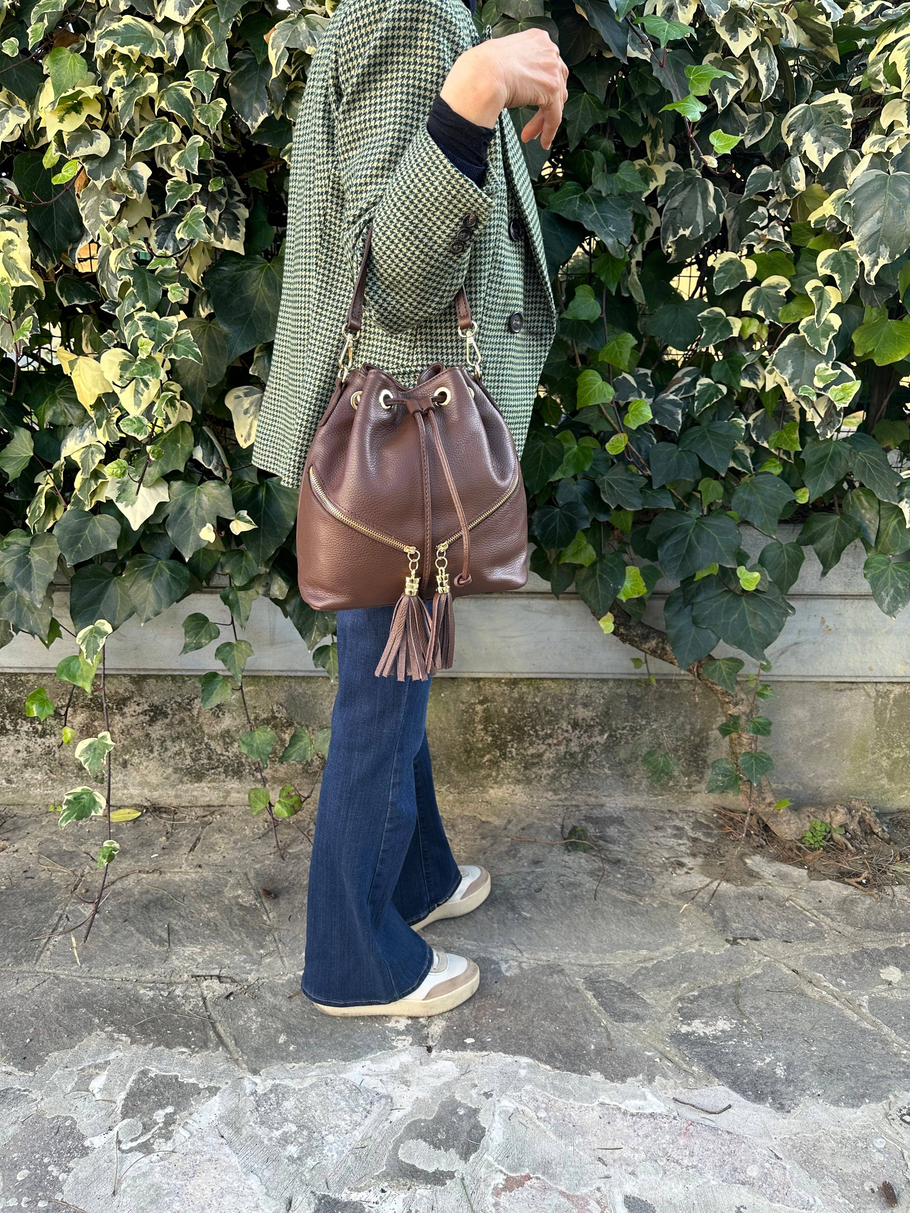 Zhade – Bolsa de ombro – Mulher por atacado – LINA- balde em pele genuína12