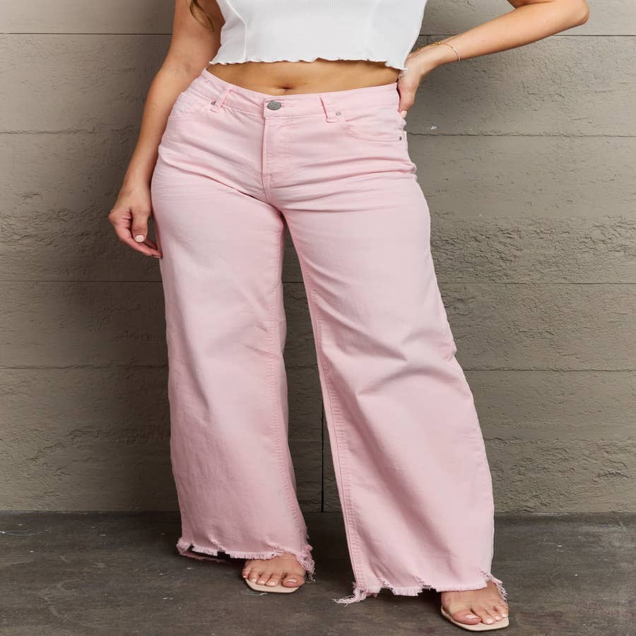 Light Pink Plus Size Bootcut Flare Pants