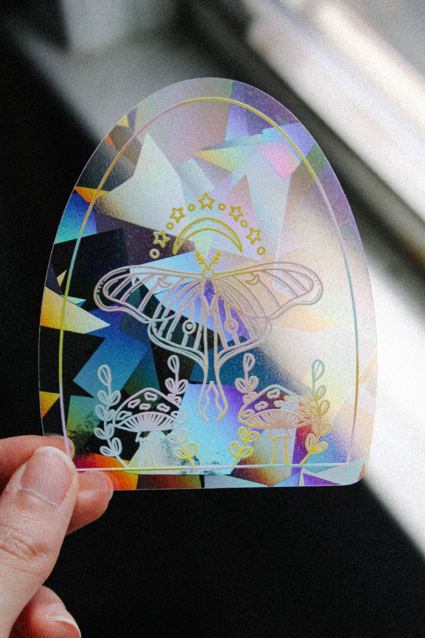 Scribbles and Doodlez - Wholesale Suncatcher - Luna Moth Mushroom | Rainbow Sun Catcher Decal1