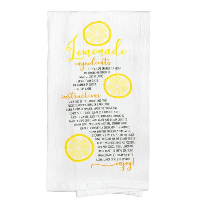 Cottage Garden - Wholesale Tea Towel - Lemonade Recipe Flour Sack Towel