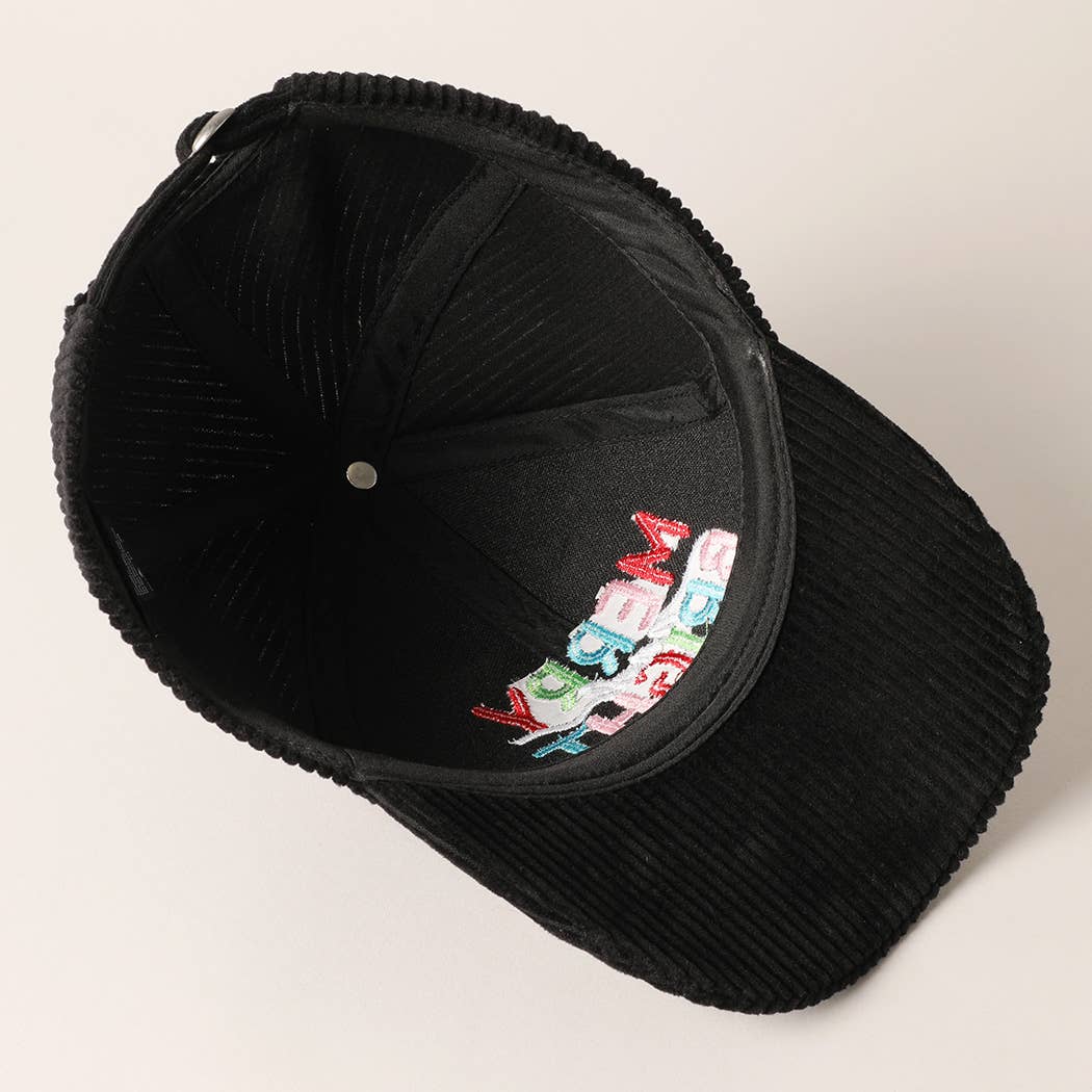 Fashion City - Wholesale Baseball Cap - Women's - MERRY BRIGHT Embroidery Corduroy Cap2