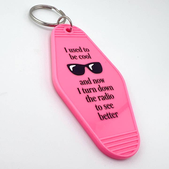 Used to be Cool Turn Down Stereo keychain for wholesale by Muddy Mouth Cards