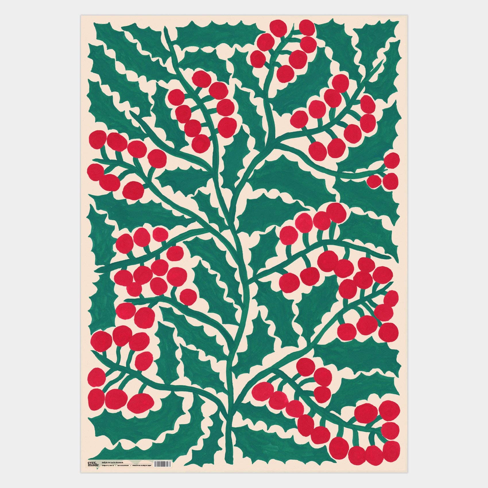 Evermade – papel de embrulho por atacado – Papel de presente com desenho de azevinho1