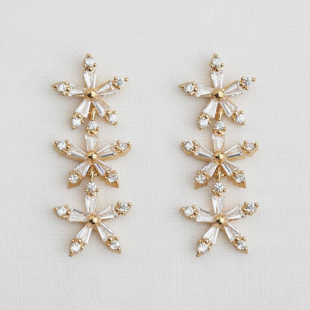 Ellemadera - Vente Boucles d'oreilles pendantes - Boucles d'oreilles pendantes en cristal floral avec éclat radieux