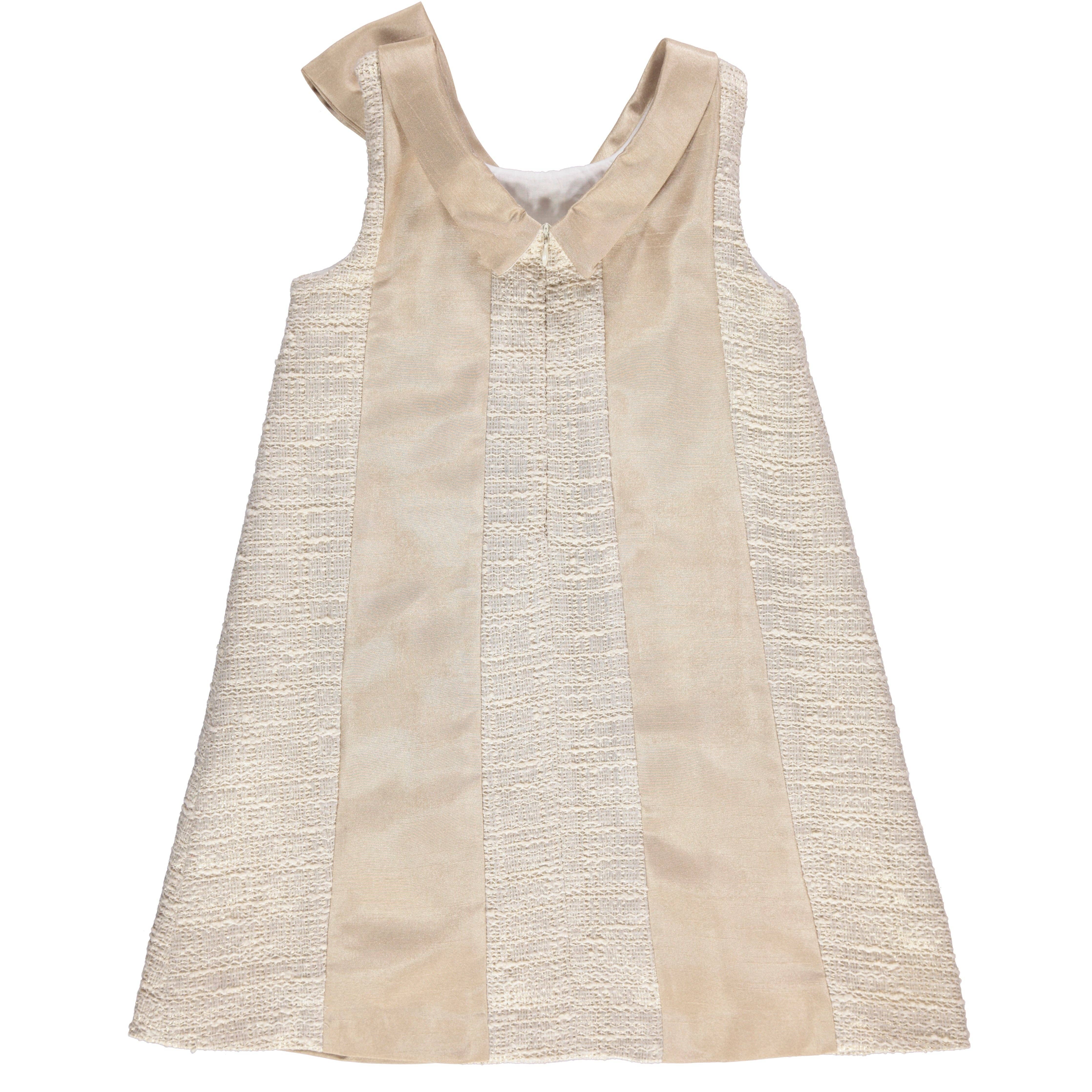 Rosa Vestido bege e dourado sem mangas com laço for wholesale on Faire1