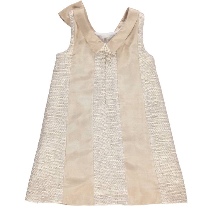 Rosa Vestido bege e dourado sem mangas com laço for wholesale on Faire1