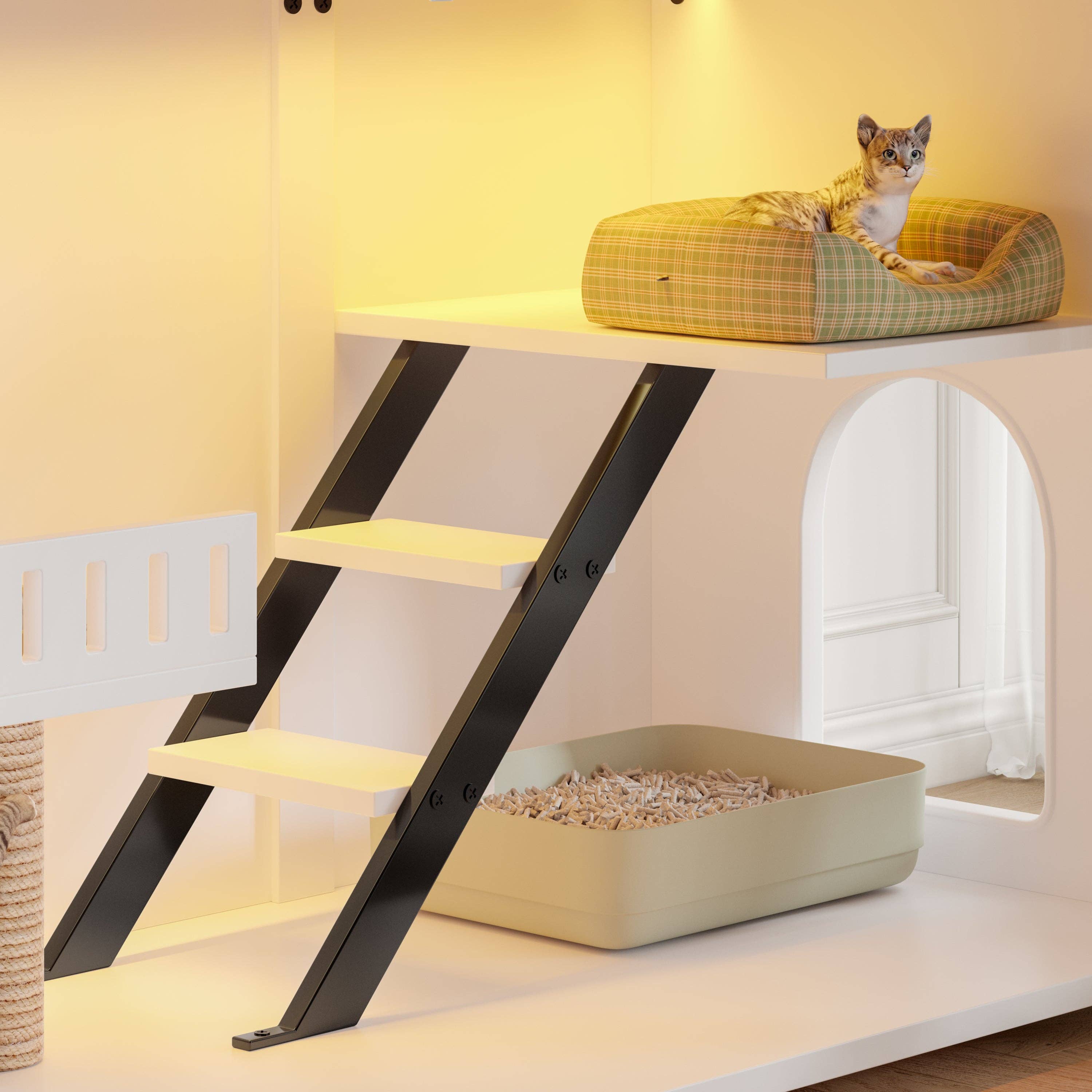 39F Inc. - Wholesale Pet Scratcher - Cat - Large Cat Litter Box Enclosure with LED & Scratching Post9