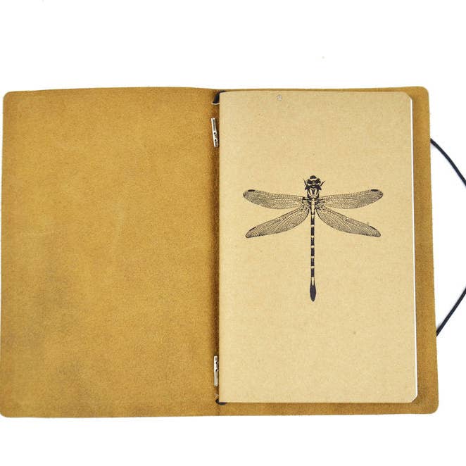 Leather Dragonfly Journal Cover for wholesale by Queen City Footwear