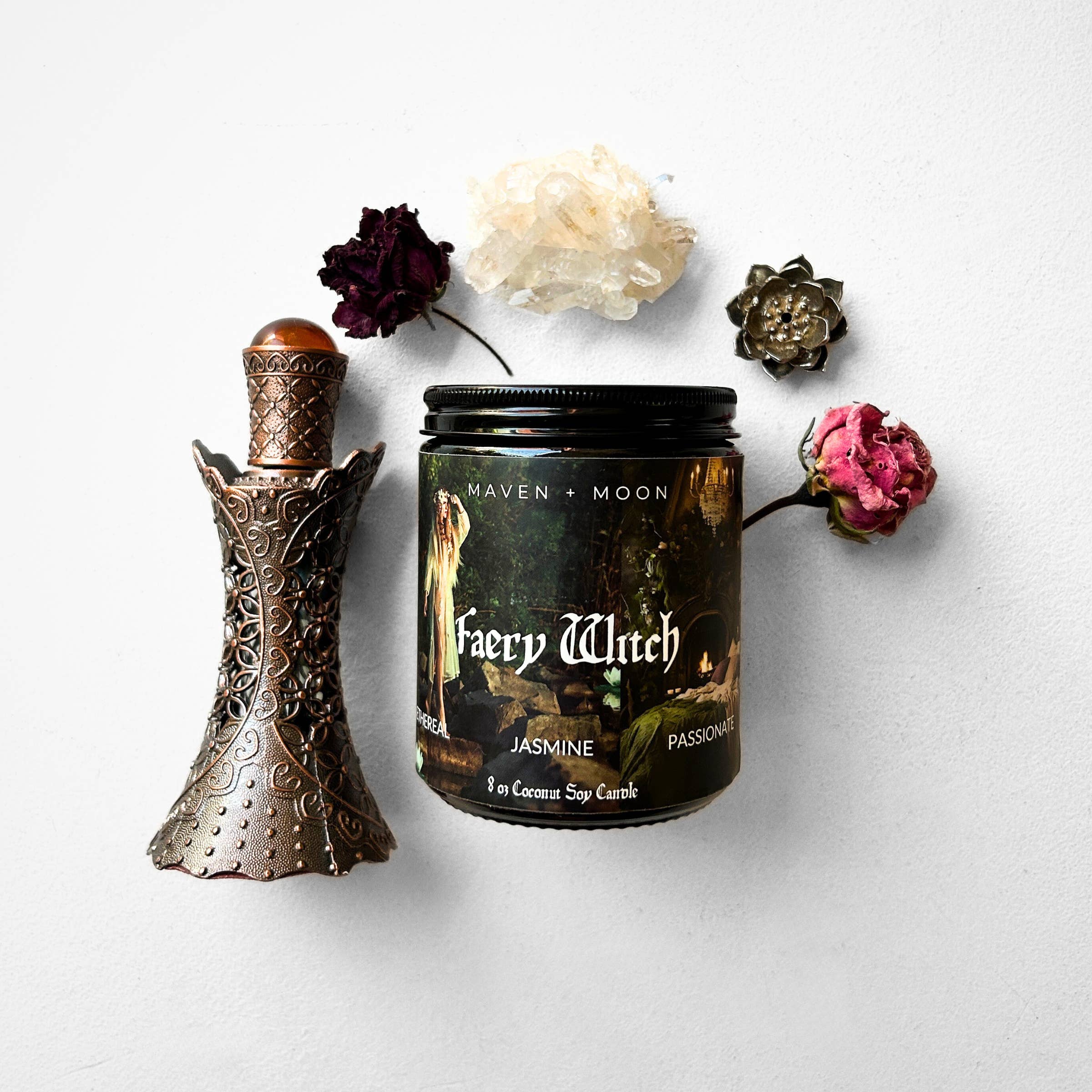 MAVEN + MOON - Venta al por mayor Velas en tarros - Vela de soja y coco Faery Witch, 8 onzas