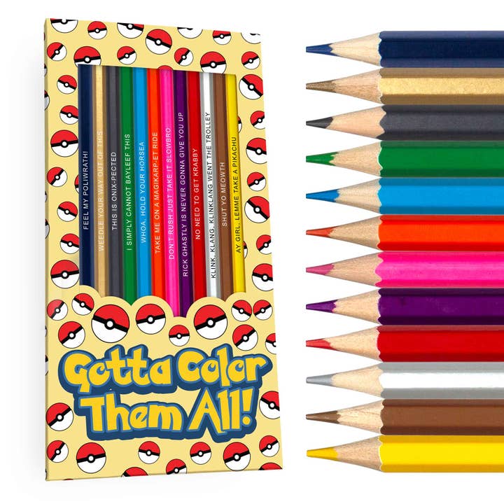 Pop Colors - Wholesale Gag Gift/Novelty Gift - Gotta Catch Them All Colored Pencil Set for Fans of Pokemon