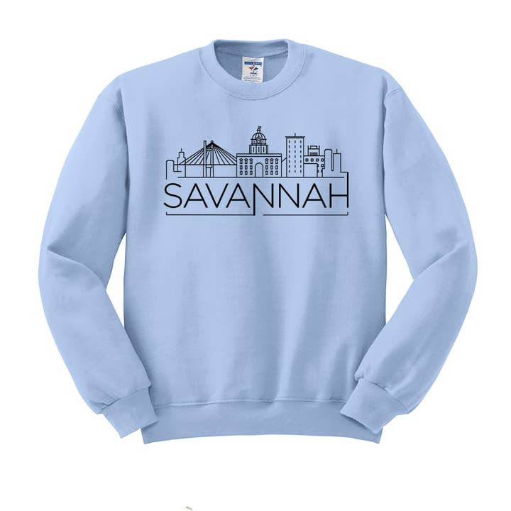 Lucky Luna Apparel - Wholesale Graphic Sweatshirt - Women's - Skyline Savannah Georgia Crewneck Sweatshirt