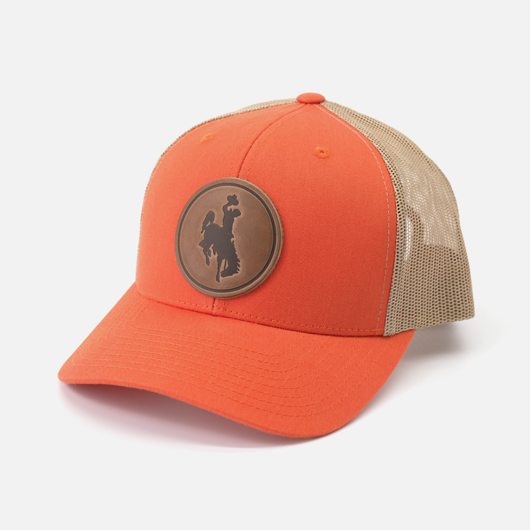 Range Leather Co. - Wholesale Trucker Hat - Unisex - Steamboat Hat - University of Wyoming Leather Patch Hat16