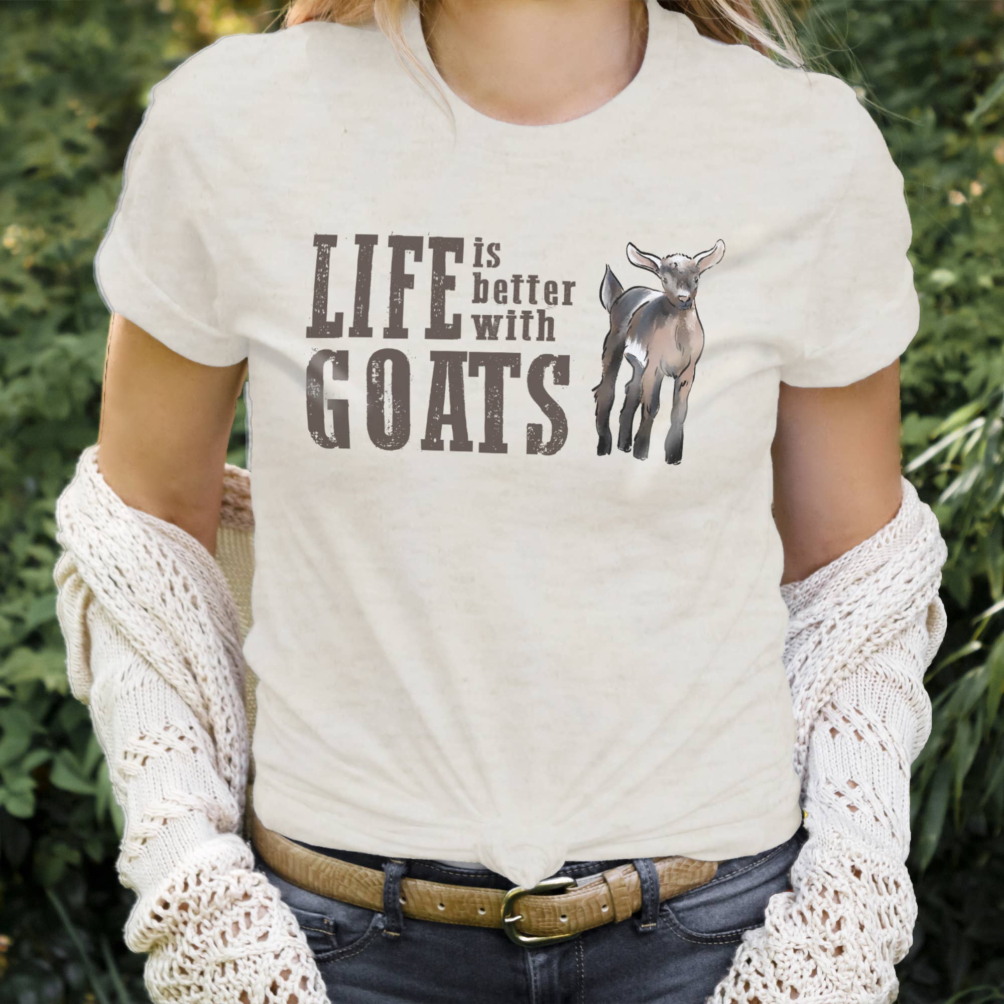 Barefoot Baby - Wholesale Screen Printed T-Shirt - Women's - "Life is better with GOATS" ADULT Western Country Unisex Tee1
